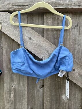Vitamin A by Amahlia Stevens Blue Ribbed Bikini Top M NWT